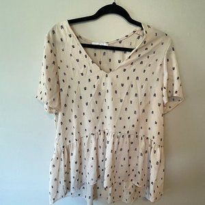 Carly Jean LA Peplum Pink Top w. Keyhole Back